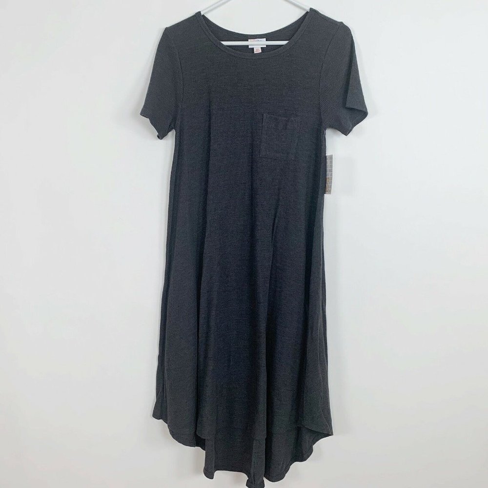 LuLaRoe Carly XS Women Dress Ribbed Gray Hi-Lo XSm